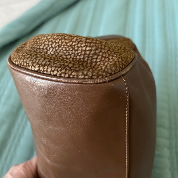 BORBONESE Clutch Suede Leather Brown Gold - Picture 9 of 11